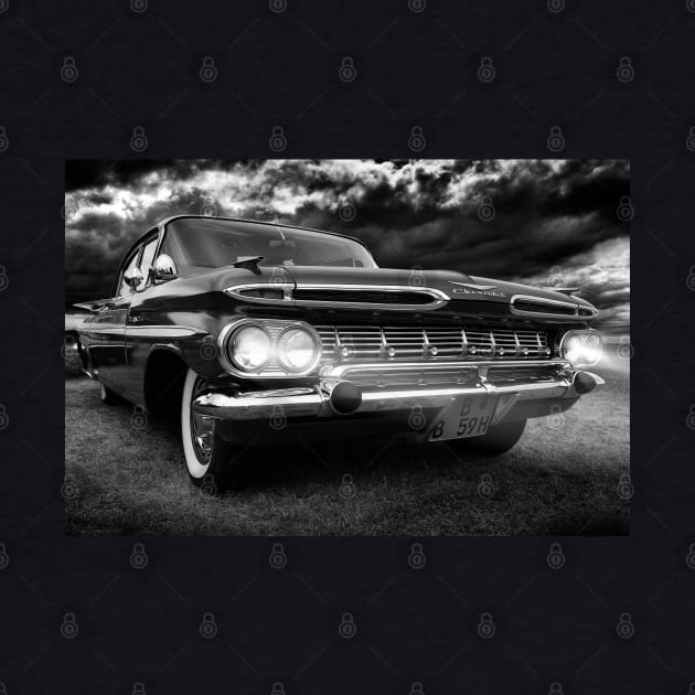 1959 Chevy Impala, chevy black and white by hottehue